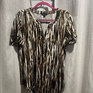 Brown and Black Striped Blouse
